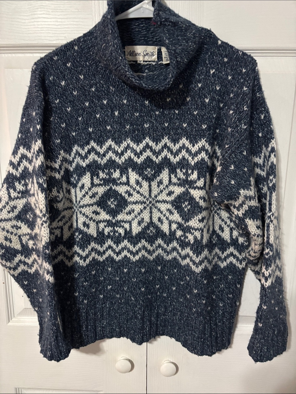 Vintage Allison Smith Blue with Snowflakes Sweater